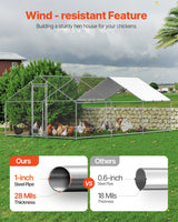 VEVOR Metal Chicken Coop 9.8x19.6x6.5 ft Walk-in Chicken Run with Cover Spire Roof - Side View
