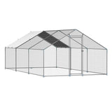 VEVOR Metal Chicken Coop 9.8x19.6x6.5 ft Walk-in Chicken Run with Cover Spire Roof