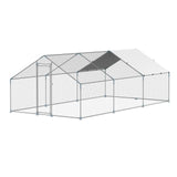 VEVOR Metal Chicken Coop 9.8x19.6x6.5 ft Walk-in Chicken Run with Cover Spire Roof