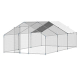 VEVOR Metal Chicken Coop 9.8x19.6x6.5 ft Walk-in Chicken Run with Cover Spire Roof - Extra Image