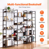 VEVOR Metal Bookshelf Rustic Bookshelf 14-Tier for Living room Bedroom & Office - Side View