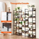 VEVOR Metal Bookshelf Rustic Bookshelf 14-Tier for Living room Bedroom & Office - Rear View