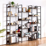 VEVOR Metal Bookshelf Rustic Bookshelf 14-Tier for Living room Bedroom & Office - Low Angle