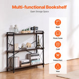 VEVOR Metal Bookshelf Rustic Bookshelf 3-Tier for Living room Bedroom & Office - Side View