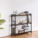 VEVOR Metal Bookshelf Rustic Bookshelf 3-Tier for Living room Bedroom & Office - Low Angle