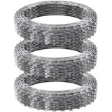 VEVOR Razor Wire Razor Barbed Wire 147ft 3Rolls Razor Wire Fencing Double Spiral