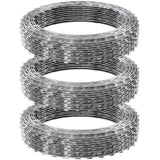 VEVOR Razor Wire Razor Barbed Wire 147ft 3Rolls Razor Wire Fencing Double Spiral