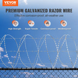 VEVOR Razor Wire Razor Barbed Wire 147ft 3Rolls Razor Wire Fencing Double Spiral - Front View