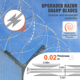 VEVOR Razor Wire Razor Barbed Wire 147ft 3Rolls Razor Wire Fencing Double Spiral - Side View