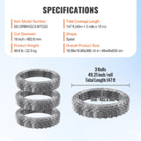 VEVOR Razor Wire Razor Barbed Wire 147ft 3Rolls Razor Wire Fencing Double Spiral