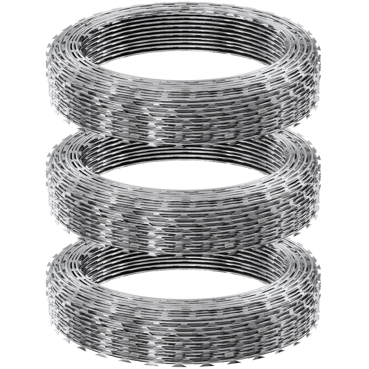 VEVOR Razor Wire Razor Barbed Wire 147ft 3Rolls Razor Wire Fencing Double Spiral