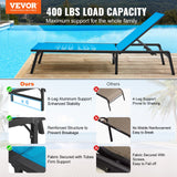VEVOR Chaise Lounge Chair Outdoor Patio Lounge Chair Adjustable 5-Position 2 pcs - Front View