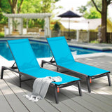 VEVOR Chaise Lounge Chair Outdoor Patio Lounge Chair Adjustable 5-Position 2 pcs - Low Angle