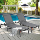 VEVOR Chaise Lounge Chair Outdoor Patio Lounge Chair Adjustable 5-Position 2 pcs - Close-Up Angle
