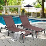 VEVOR Chaise Lounge Chair Outdoor Patio Lounge Chair Adjustable 5-Position 2 pcs - Close-Up Angle