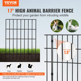 VEVOR Garden Fence, No Dig Fence 44(H)x33(L)cm Animal Barrier Fence, Underground Decorative Garden Fencing with 3.81 cm Spike Spacing, Metal Dog Fence