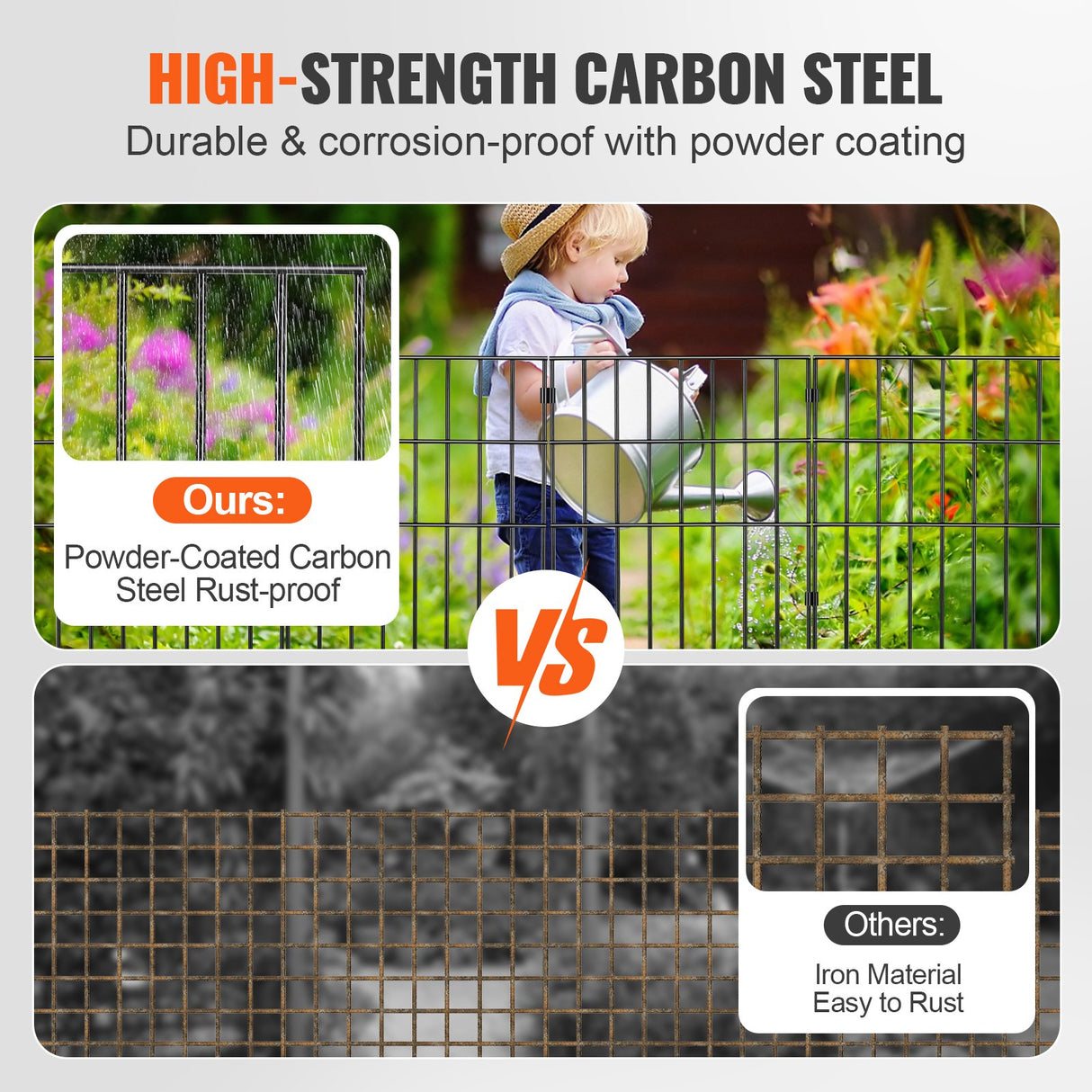 VEVOR Garden Fence, No Dig Fence 44(H)x33(L)cm Animal Barrier Fence, Underground Decorative Garden Fencing with 3.81 cm Spike Spacing, Metal Dog Fence