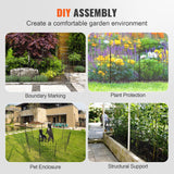 VEVOR Garden Fence, No Dig Fence 61 x 33 cm Animal Barrier Fence, Underground Decorative Garden Fencing with 5.08 cm Spike Spacing, Metal Dog Fence for the Yard and Outdoor Patio, 10 Pack - Rear View