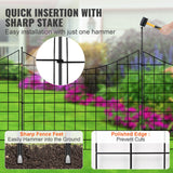VEVOR Garden Fence, 75×93 cm Animal Barrier Fence, Underground Decorative Garden Fencing with 6.38 cm Spike Spacing, Metal Dog Fence for the Yard and Outdoor Patio, 5 Pack - 45-Degree Angle