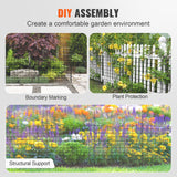 VEVOR Garden Fence, 75?93 cm Animal Barrier Fence, Underground Decorative Garden Fencing with 6.38 cm Spike Spacing, Metal Dog Fence for the Yard and