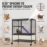 VEVOR 36" Metal Small Animal Cage 2-Tier Rolling Ferret Cage with Tray A Ramp