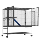 VEVOR 39" Metal Small Animal Cage 2-Tier Rolling Ferret Cage with Tray A Ramp