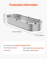 VEVOR Metal Raised Garden Bed 4x2x1 ft Outdoor Galvanized Planter Box Silver - Rear View