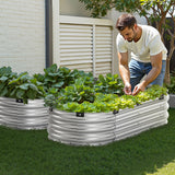 VEVOR Metal Raised Garden Bed 4x2x1 ft Outdoor Galvanized Planter Box Silver - Close-Up Angle