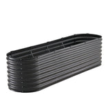 Metal Raised Garden Bed, 8 x 2 x 2 ft Outdoor Galvanized Planter Box, with Open Bottom, Large Oval Planter Raised Bed for Gardening Vegetables, Flowers, Herbs, and Succulent Plants, Dark Gray