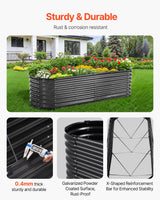 Metal Raised Garden Bed, 8 x 2 x 2 ft Outdoor Galvanized Planter Box, with Open Bottom, Large Oval Planter Raised Bed for Gardening Vegetables, Flowers, Herbs, and Succulent Plants, Dark Gray - Side View