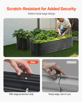 Metal Raised Garden Bed, 8 x 2 x 2 ft Outdoor Galvanized Planter Box, with Open Bottom, Large Oval Planter Raised Bed for Gardening Vegetables, Flowers, Herbs, and Succulent Plants, Dark Gray - Top-Down View