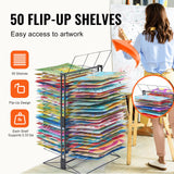 VEVOR Art Drying Rack 50 Removable Shelves Painting Drying Rack for Classroom - Side View