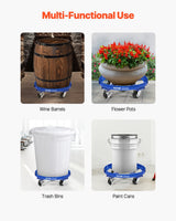 VEVOR 55 Gallon Drum Dolly 2000 lbs Barrel Dolly Cart Drum Caddy 4 Caster Wheels - Rear View