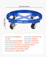 VEVOR 55 Gallon Drum Dolly 2000 lbs Barrel Dolly Cart Drum Caddy 4 Caster Wheels - Close-Up Angle