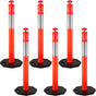 VEVOR 6Pack Traffic Delineator Posts 44 Inch Height, PE Delineator Cones Post Kit 10 inch Reflective Band, Delineators Post with Rubber Base 16 inch