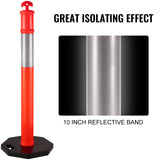 VEVOR 6Pack Traffic Delineator Posts 44 Inch Height, PE Delineator Cones Post Kit 10 inch Reflective Band, Delineators Post with Rubber Base 16 inch