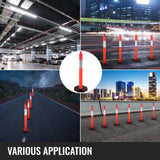 VEVOR 6Pack Traffic Delineator Posts 44 Inch Height, PE Delineator Cones Post Kit 10 inch Reflective Band, Delineators Post with Rubber Base 16 inch