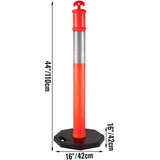 VEVOR 6Pack Traffic Delineator Posts 44 Inch Height, PE Delineator Cones Post Kit 10 inch Reflective Band, Delineators Post with Rubber Base 16 inch