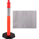 VEVOR 6Pack Traffic Delineator Posts 44 Inch Height, PE Delineator Cones Post Kit 10 inch Reflective Band, Delineators Post with Rubber Base 16 inch