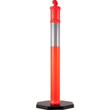 VEVOR 6Pack Traffic Delineator Posts 44 Inch Height, PE Delineator Cones Post Kit 10 inch Reflective Band, Delineators Post with Rubber Base 16 inch
