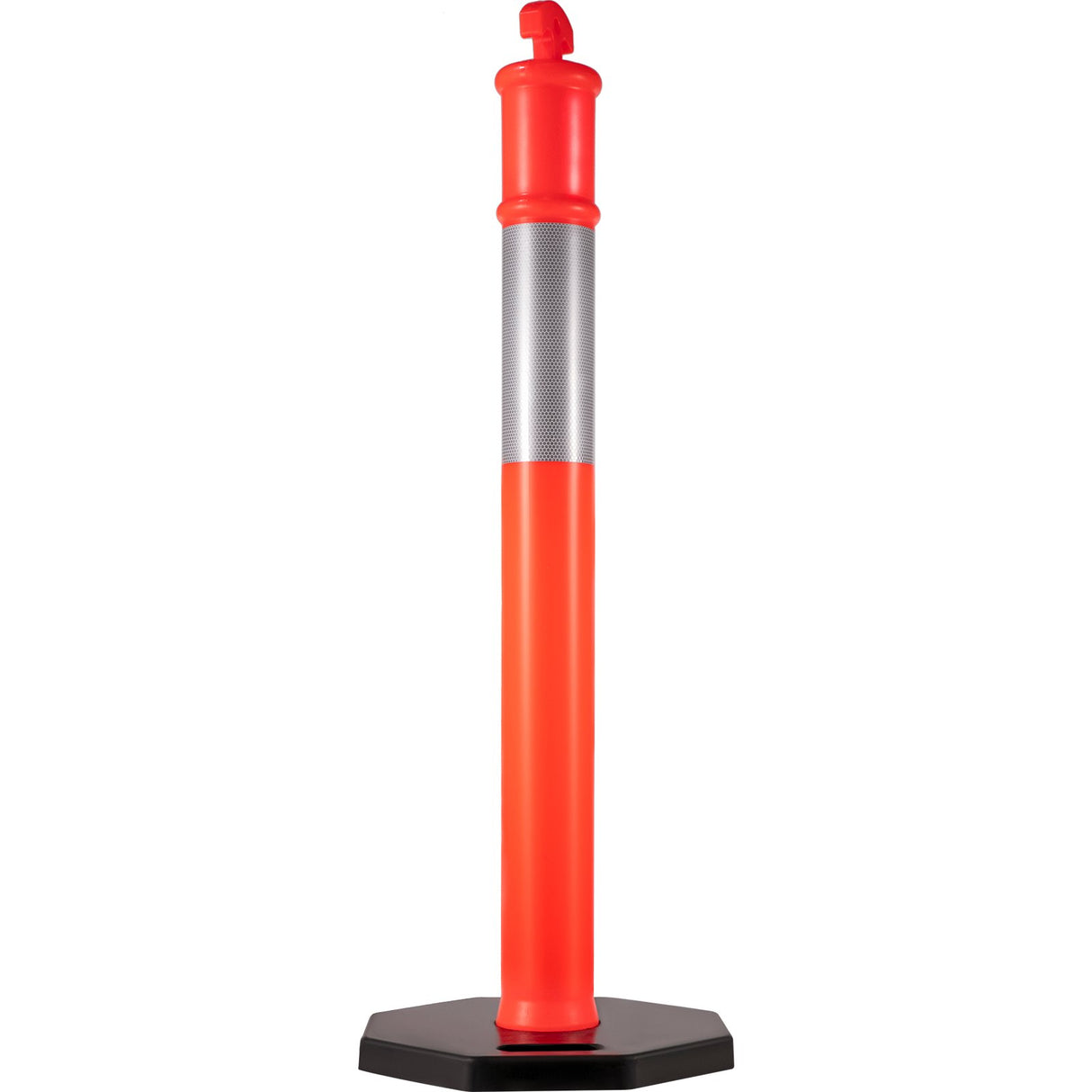 VEVOR 6Pack Traffic Delineator Posts 44 Inch Height, PE Delineator Cones Post Kit 10 inch Reflective Band, Delineators Post with Rubber Base 16 inch for Construction Sites, Facility Management etc.