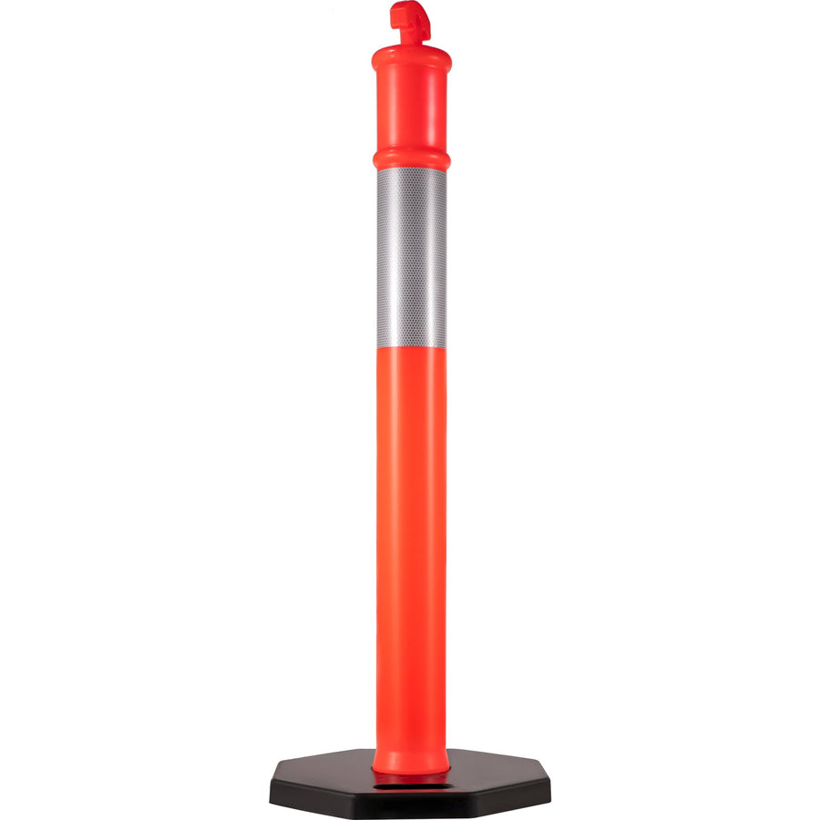 VEVOR 6Pack Traffic Delineator Posts 44 Inch Height, PE Delineator Cones Post Kit 10 inch Reflective Band, Delineators Post with Rubber Base 16 inch