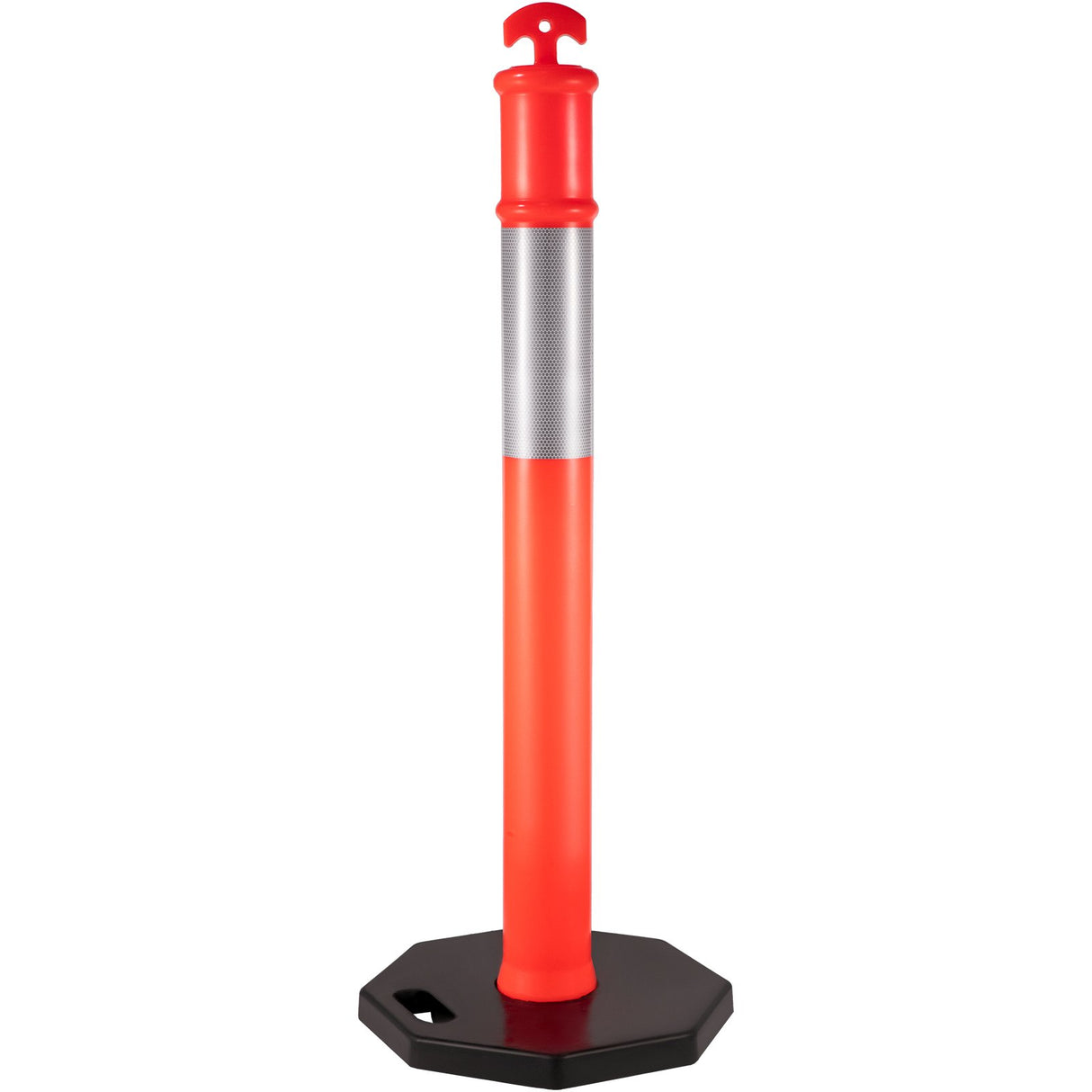 VEVOR 6Pack Traffic Delineator Posts 44 Inch Height, PE Delineator Cones Post Kit 10 inch Reflective Band, Delineators Post with Rubber Base 16 inch