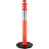 VEVOR 6Pack Traffic Delineator Posts 44 Inch Height, PE Delineator Cones Post Kit 10 inch Reflective Band, Delineators Post with Rubber Base 16 inch