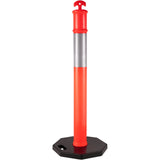 VEVOR 6Pack Traffic Delineator Posts 44 Inch Height, PE Delineator Cones Post Kit 10 inch Reflective Band, Delineators Post with Rubber Base 16 inch for Construction Sites, Facility Management etc. - Extra Image