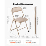 4 Pack Folding Chairs, Foldable Leather Chairs with Heavy Duty Metal Frame & Padded Cushion, Portable Folding Card Table Chairs, Stackable Seats for Home, Yard, Garden, Parties, Events, Khaki