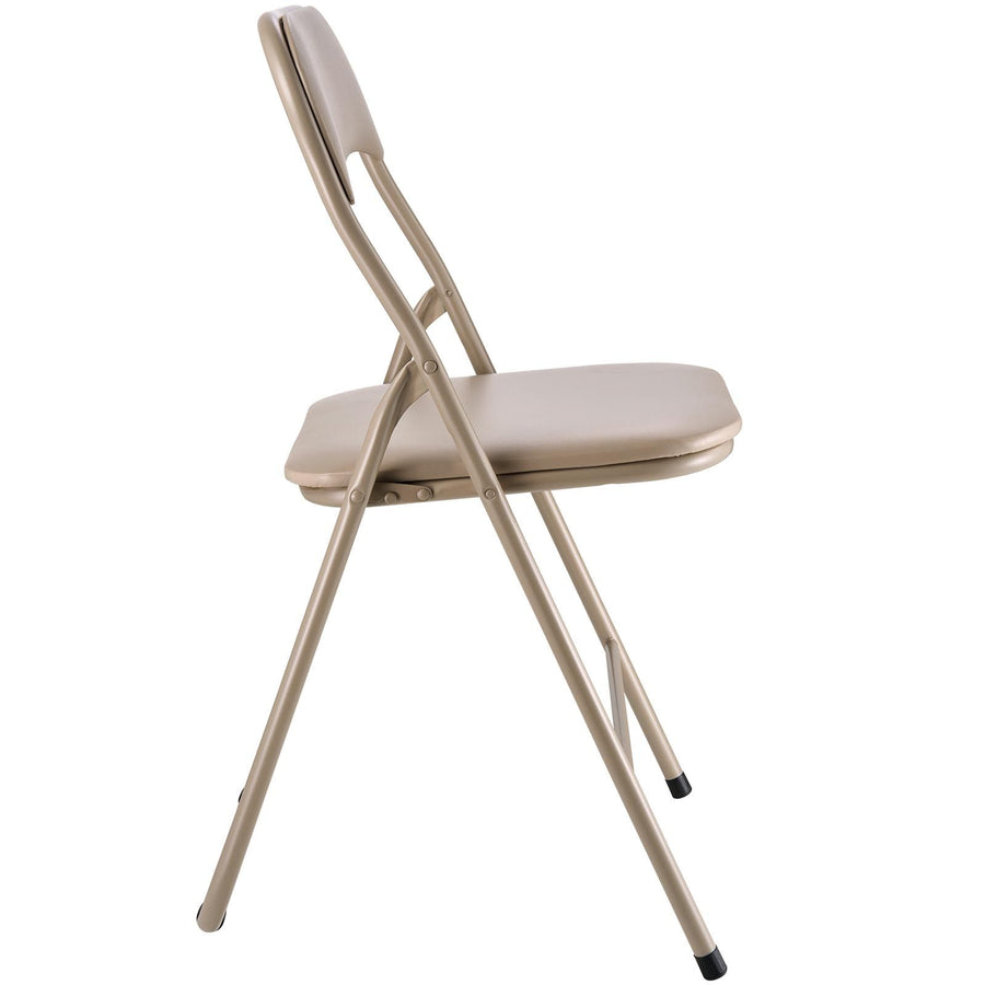 4 Pack Folding Chairs, Foldable Leather Chairs with Heavy Duty Metal Frame & Padded Cushion, Portable Folding Card Table Chairs, Stackable Seats for Home, Yard, Garden, Parties, Events, Khaki