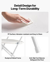 4 Pack Folding Chairs, Foldable Plastic Chairs with Heavy Duty Metal Frame, Portable Folding Card Table Chairs, Stackable Indoor Outdoor Seats for Home, Yard, Garden, Parties, Events, White