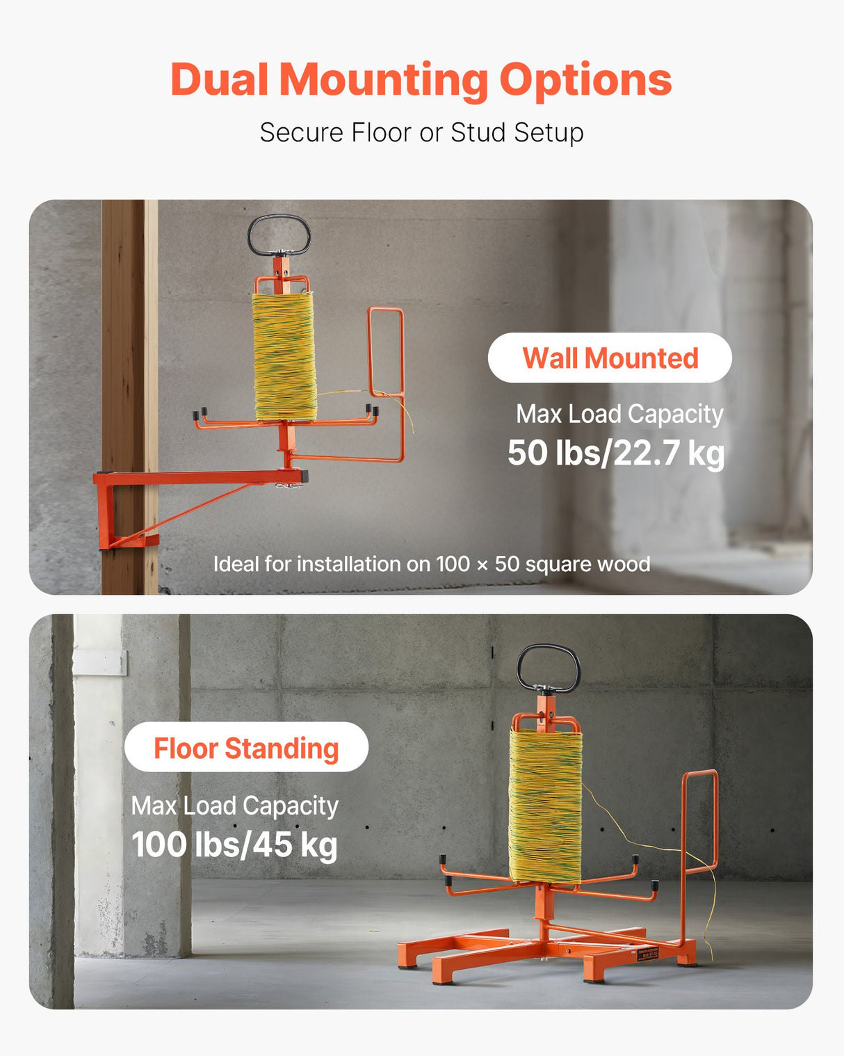 VEVOR Cable Dispenser Floor Stud Mounted Portable Electrical Industrial Retail