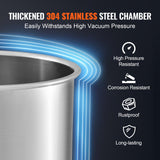 VEVOR 5 Gallon Vacuum Chamber, Upgraded Tempered Glass Lid Vacuum Degassing Chamber, 304 Stainless Steel Chamber, for Stabilizing Wood, Resin Degassing, Silicone Degassing and Plaster Degassing - Side View